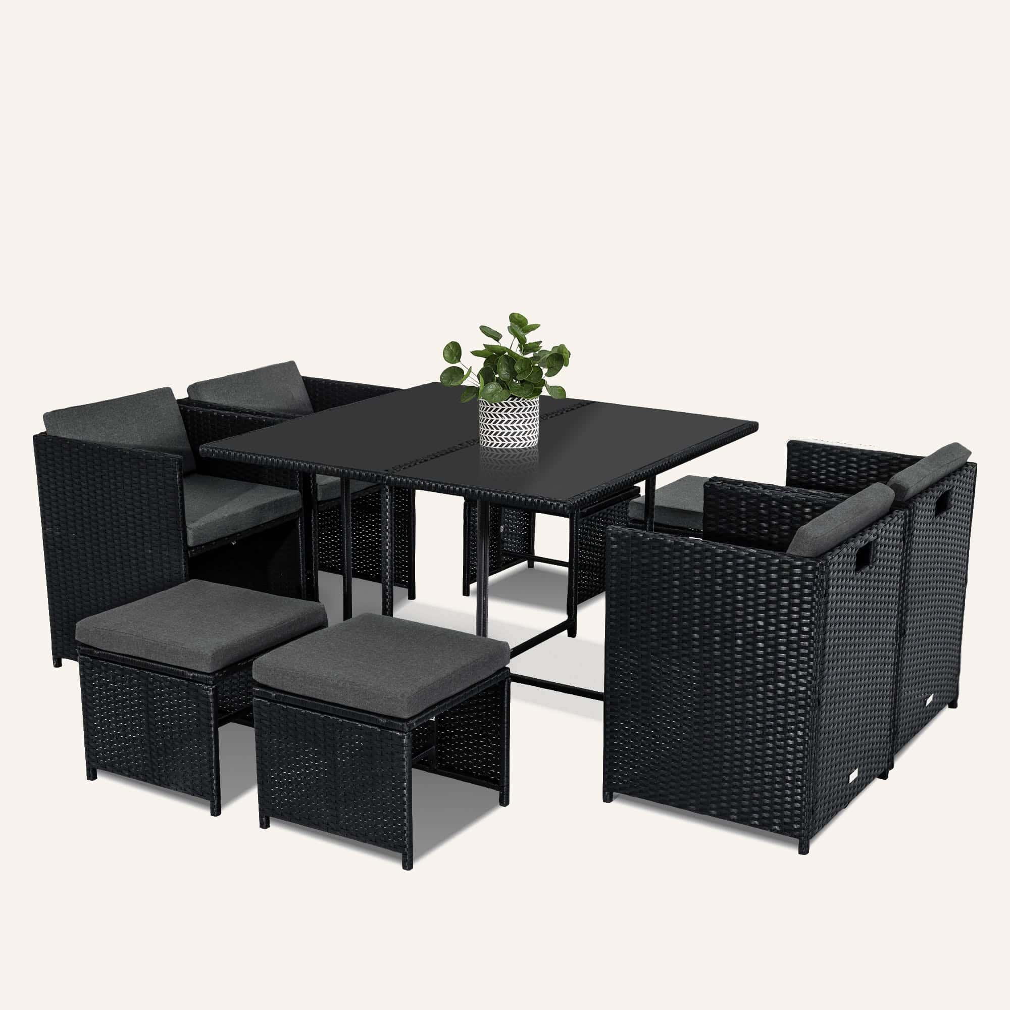 Horrocks 8 Seater Outdoor Dining Set-Black - Image 9