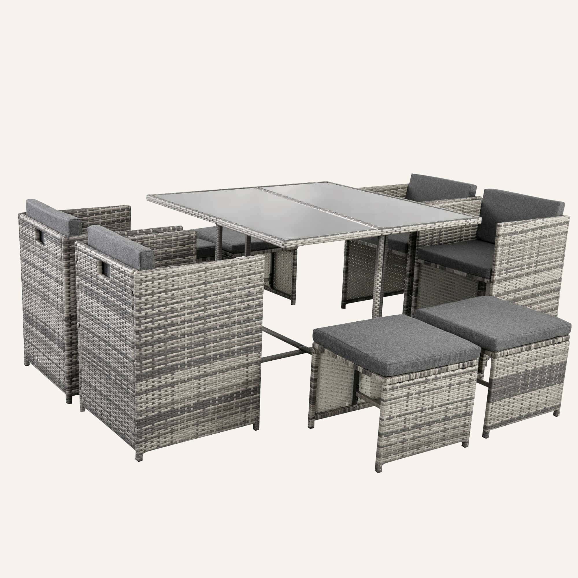 Horrocks 8 Seater Outdoor Dining Set-Grey - Image 5
