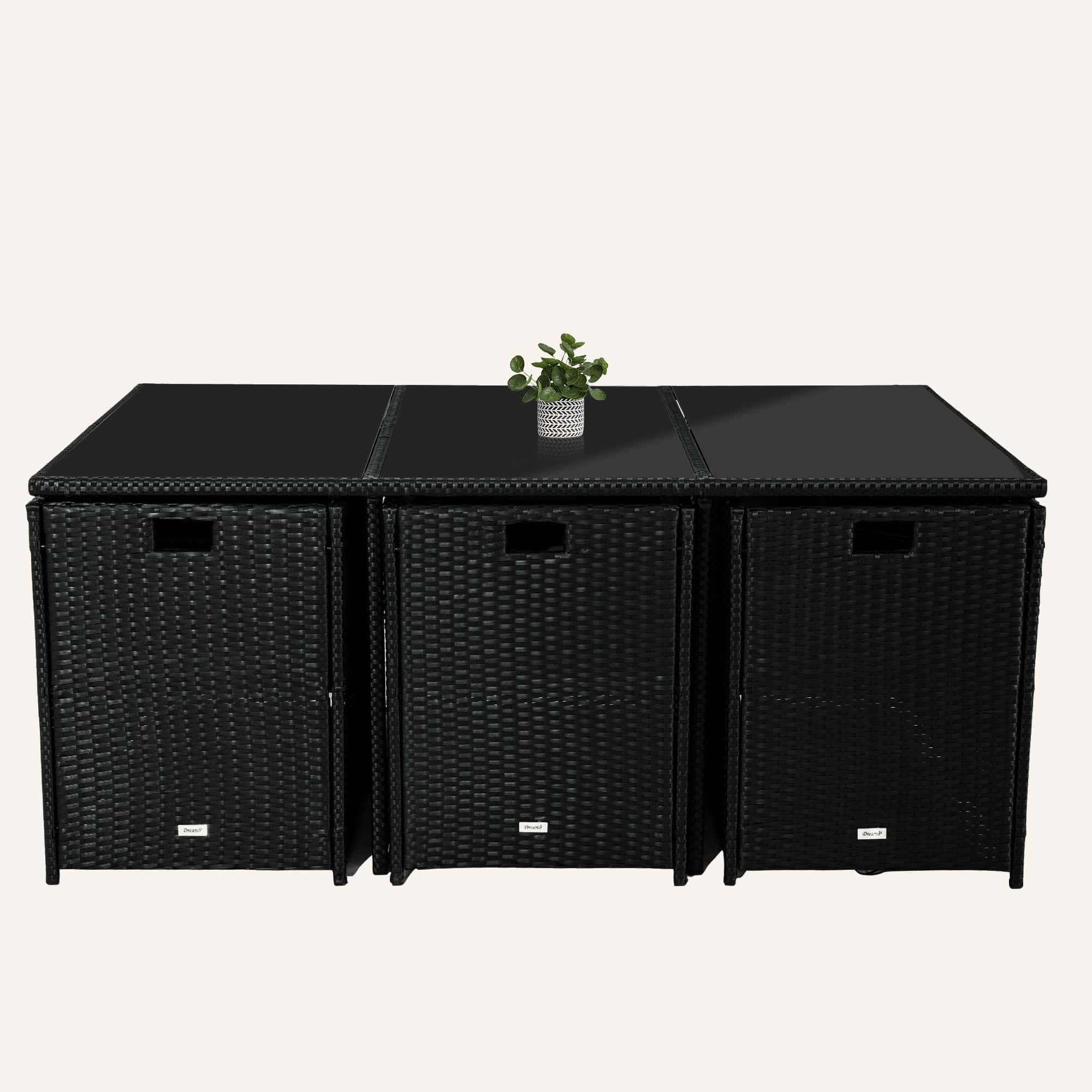 Bali 11 Piece Outdoor Dining Set-Black - Image 6