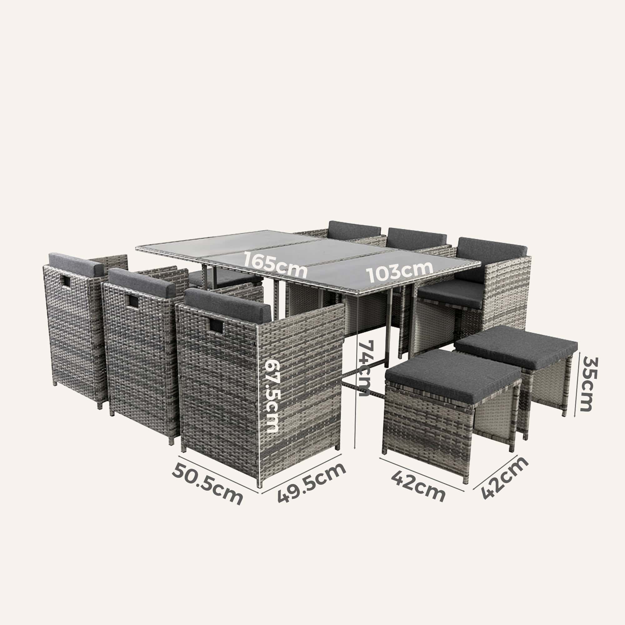 Bali 11 Piece Outdoor Dining Set-Grey - Image 9