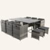 Bali 11 Piece Outdoor Dining Set-Grey - Thumbnail Image 4