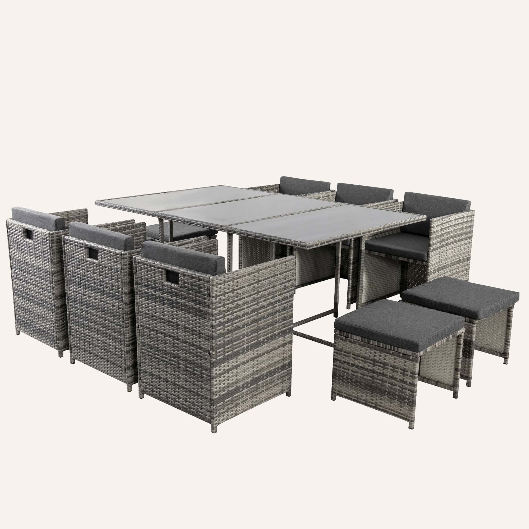 Bali 11 Piece Outdoor Dining Set-Grey - Image 4