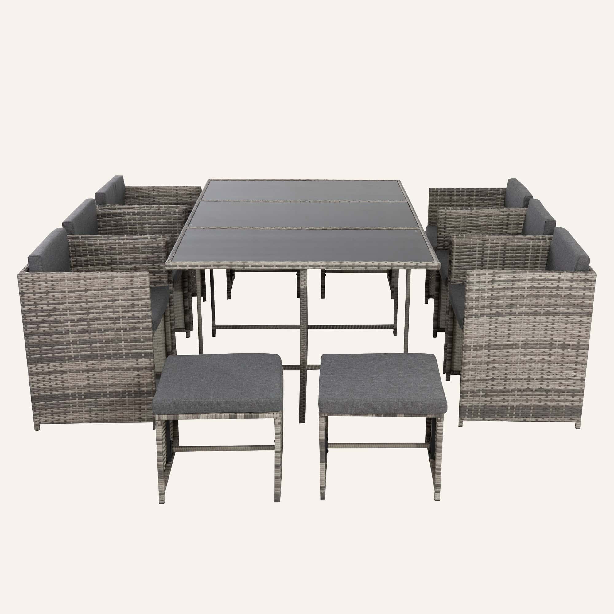 Bali 11 Piece Outdoor Dining Set-Grey - Image 5
