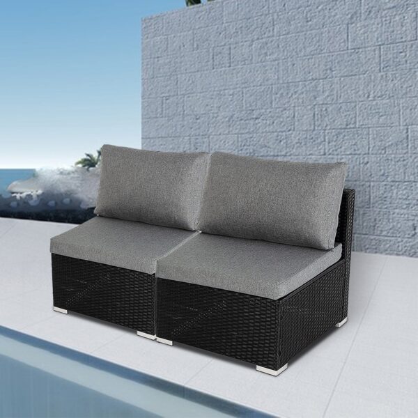 Black Armless Outdoor Sofa Set
