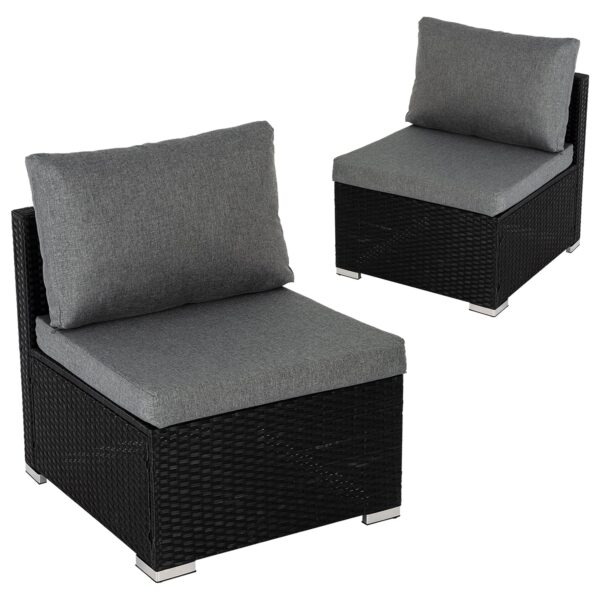 Black Armless Outdoor Sofa Set