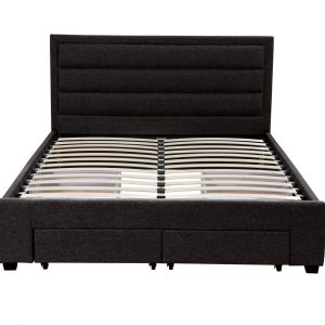 Double Greta Fabric Bed Frame Base with Storage Drawer-Charcoal