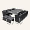 Bali 13PC Outdoor Dining Set-Black - Thumbnail Image 10