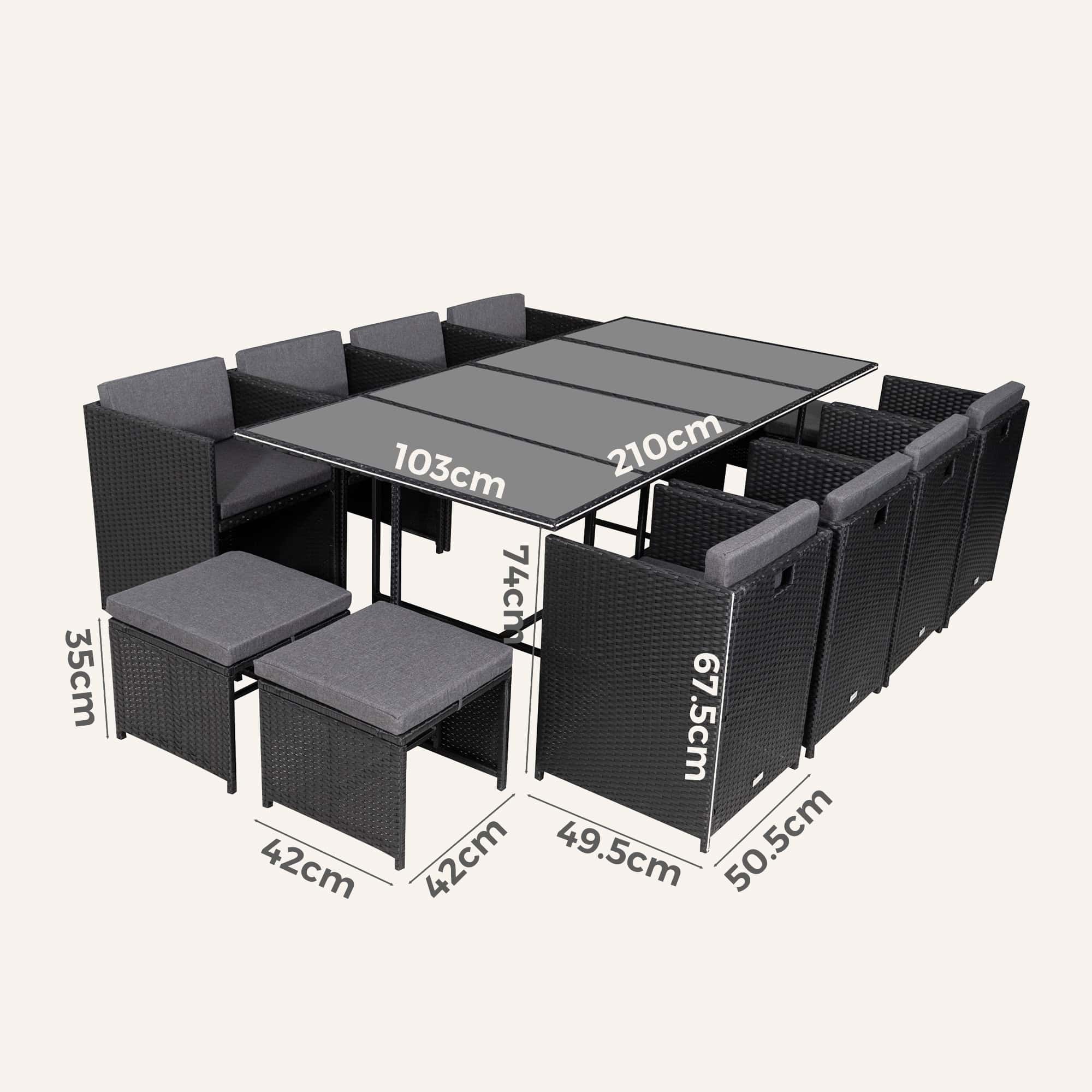 Bali 13PC Outdoor Dining Set-Black - Image 10