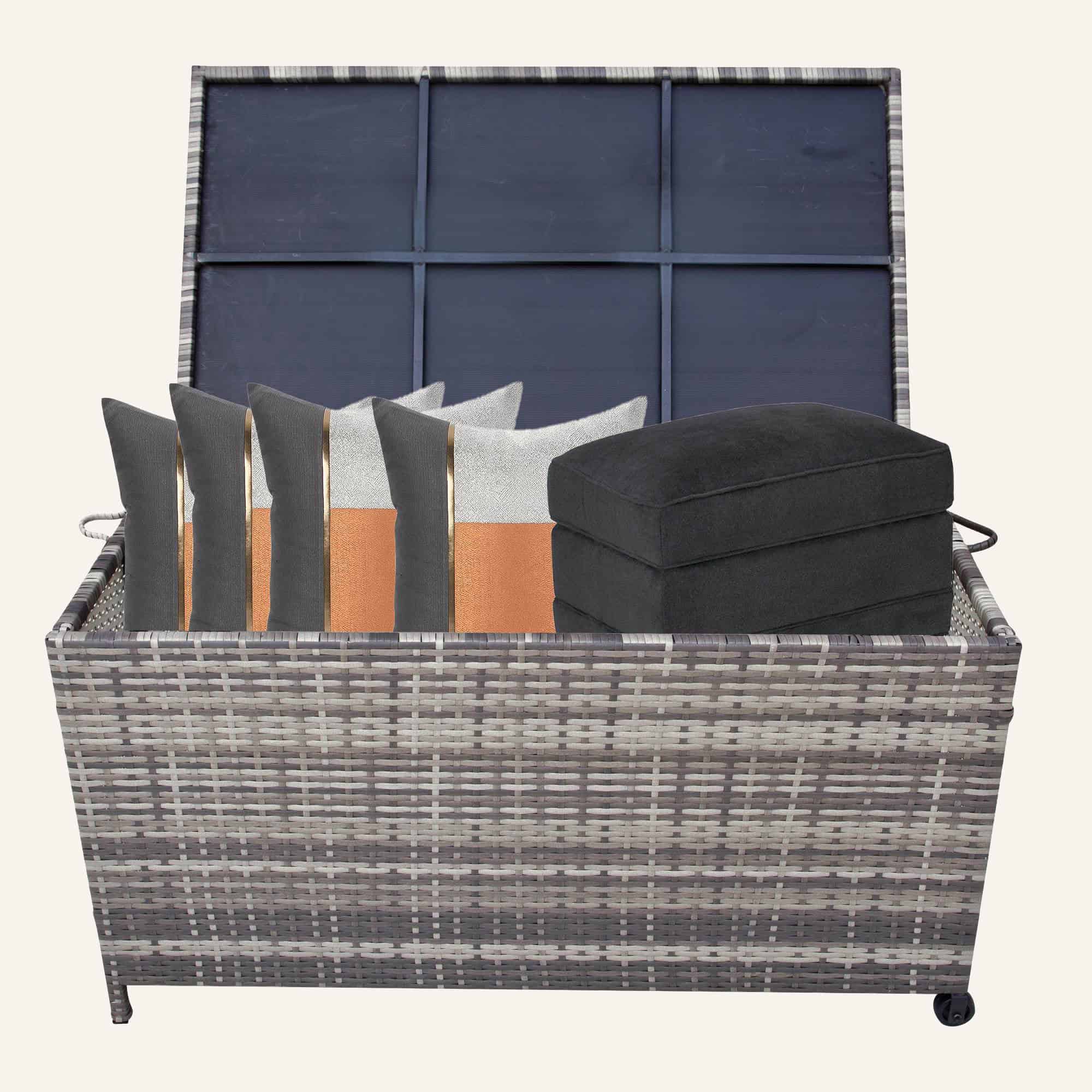 Outdoor PE Wicker Storage Box Garden 320L-Grey - Image 4