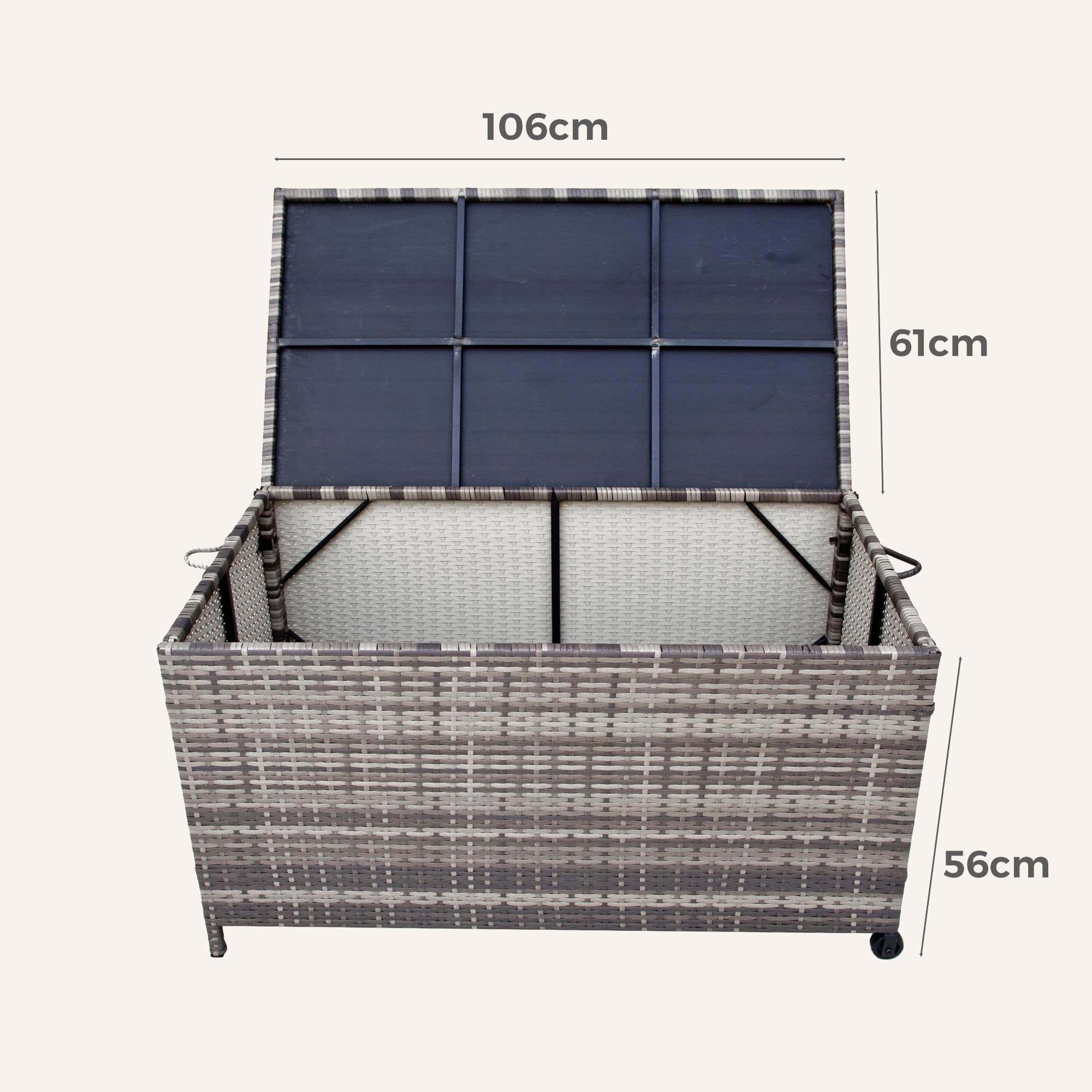 Outdoor PE Wicker Storage Box Garden 320L-Grey - Image 6