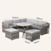 8PC Outdoor Dining Set Wicker Table & Chairs-Grey - Thumbnail Image 15