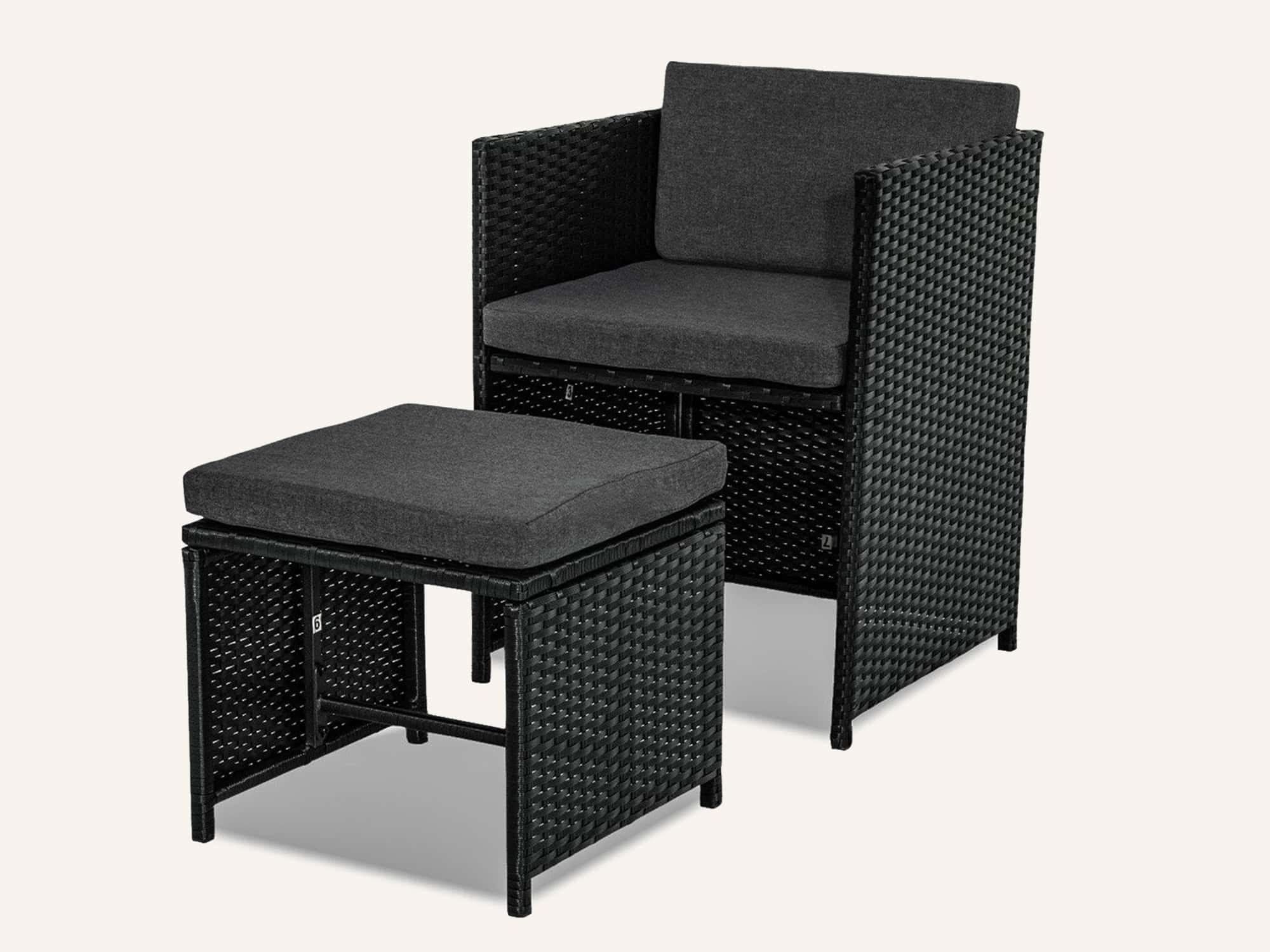 Outdoor Furniture Packages Bali 11 Piece Dining Set+ 8 Piece Lounge Sofa-Black - Image 8