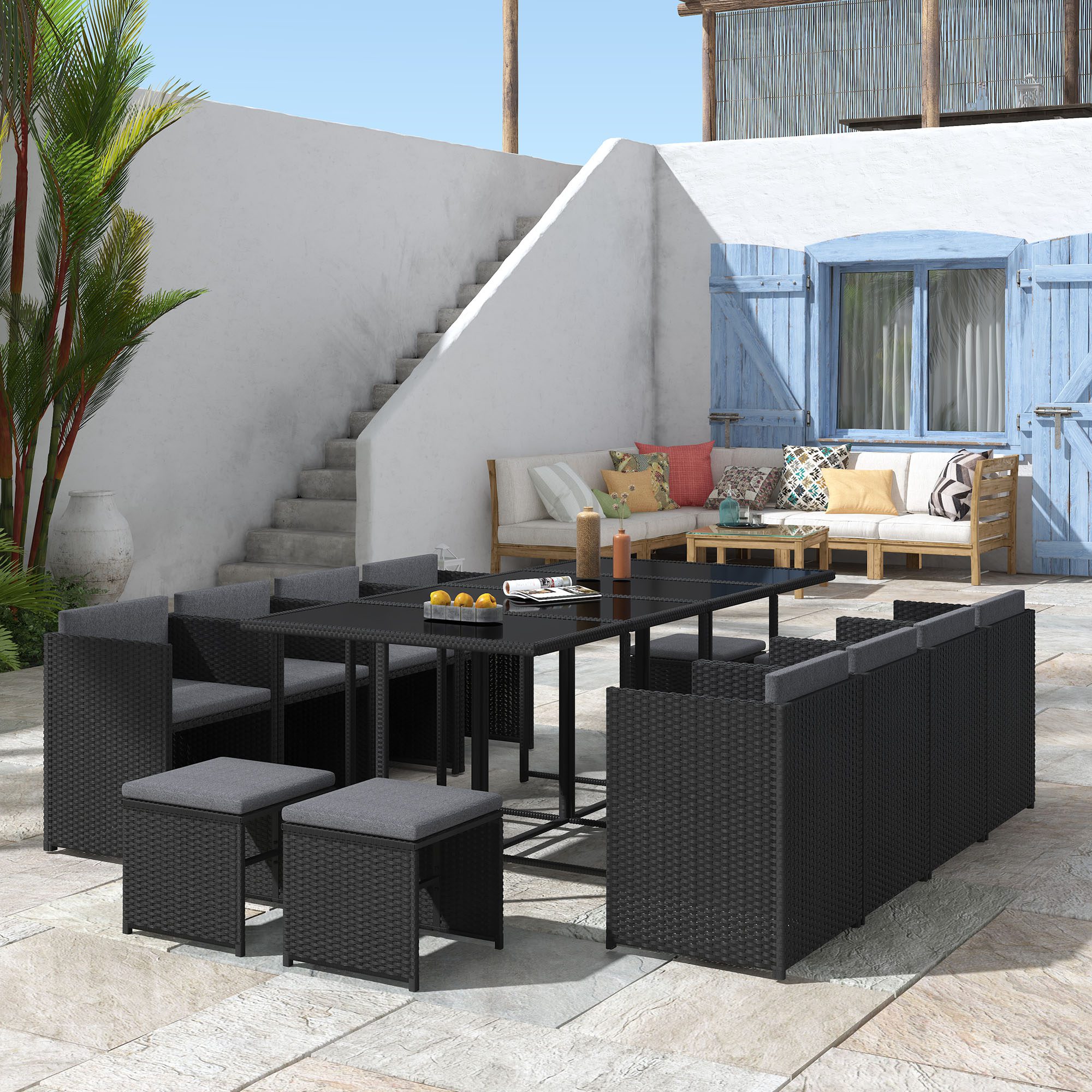 Bali 13PC Outdoor Dining Set  Black Dreamo Living Australia