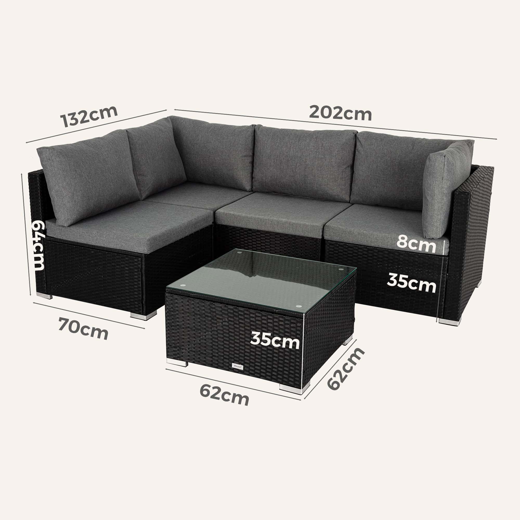 Outdoor Modular Lounge Sofa Bondi-Black - Image 12