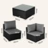 Outdoor Modular Lounge Sofa Bondi-Black - Thumbnail Image 11