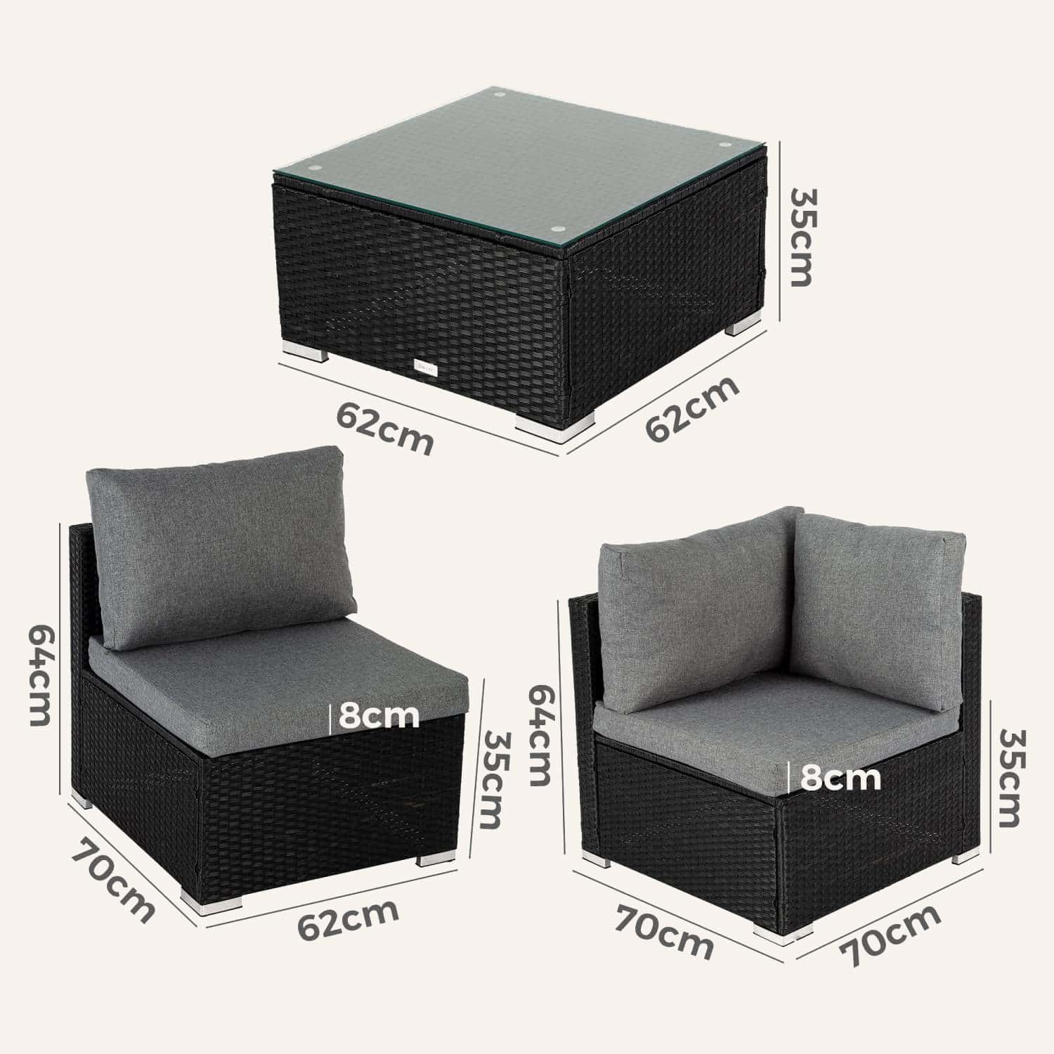Outdoor Modular Lounge Sofa Bondi-Black - Image 11