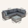 Maui 4 Seater Outdoor Lounge Set PE Rattan Grey - Thumbnail Image 9