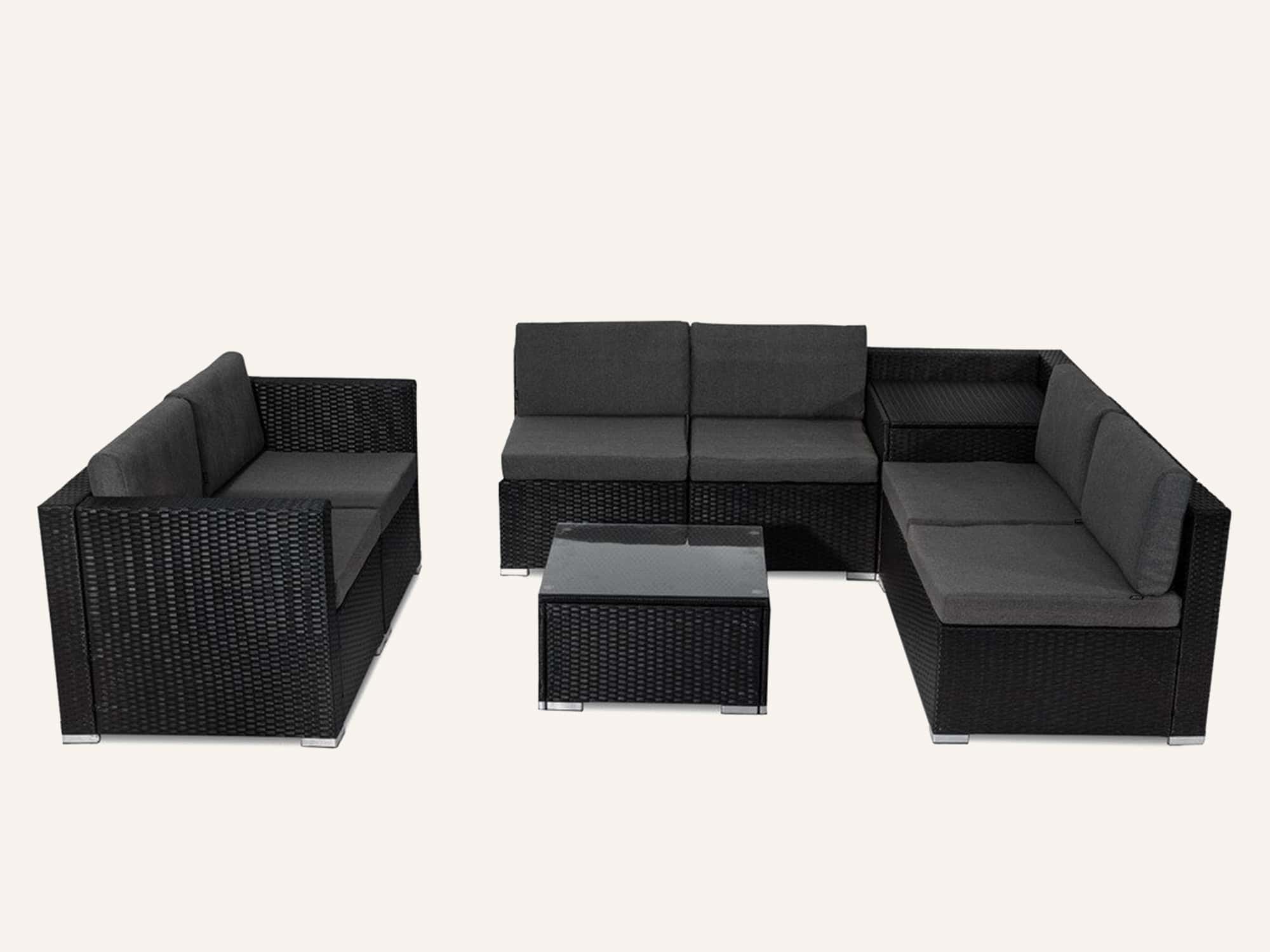 Outdoor Furniture Packages Bali 11 Piece Dining Set+ 8 Piece Lounge Sofa-Black - Image 9