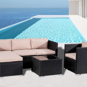 6 PCS Outdoor Modular Lounge Sofa Manly- Black
