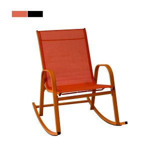 Rocking Chair High Back Rocker Chairs Steel Metal Textilene Fabric-Orange