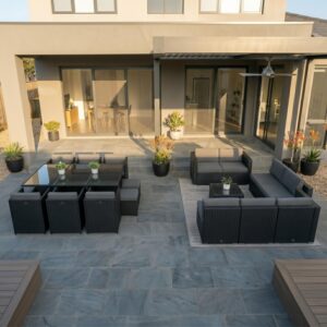 Outdoor Furniture Packages Bali 11 Piece Dining Set+ 8 Piece Lounge Sofa-Black