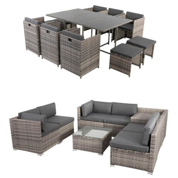 Grey Outdoor Setting Dining Set and Sofa Packages