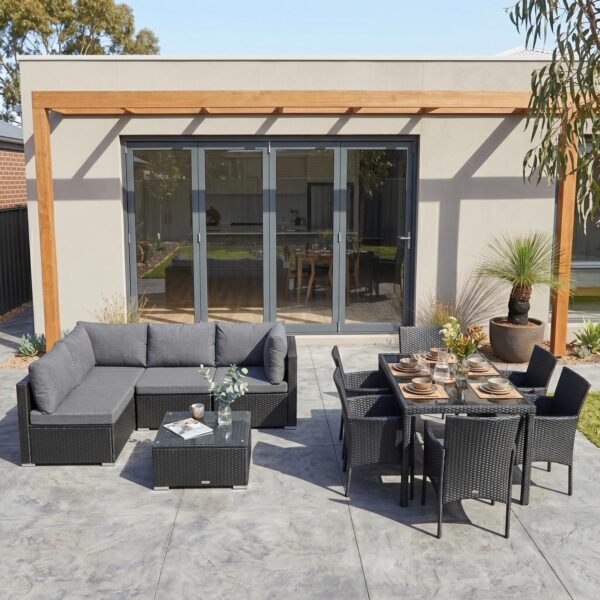 Dreamo 12-Piece Outdoor Lounge & Dining Set (Black)