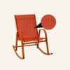 Rocking Chair High Back Rocker Chairs Steel Metal Textilene Fabric-Orange - Thumbnail Image 7