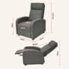Adjustable Recliner Sofa Chair Home Theater Seating-Grey Fabric - Thumbnail Image 6
