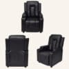 Adjustable Recliner Sofa Theater Lounge Chair with Cup Holders PU Leather -Black - Thumbnail Image 7