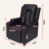 Adjustable Recliner Sofa Theater Lounge Chair with Cup Holders PU Leather -Black - Thumbnail Image 8
