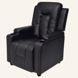 Adjustable Recliner Sofa Theater Lounge Chair with Cup Holders PU Leather -Black