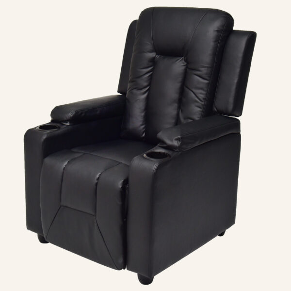 Adjustable Recliner Sofa Theater Lounge Chair with Cup Holders PU Leather -Black