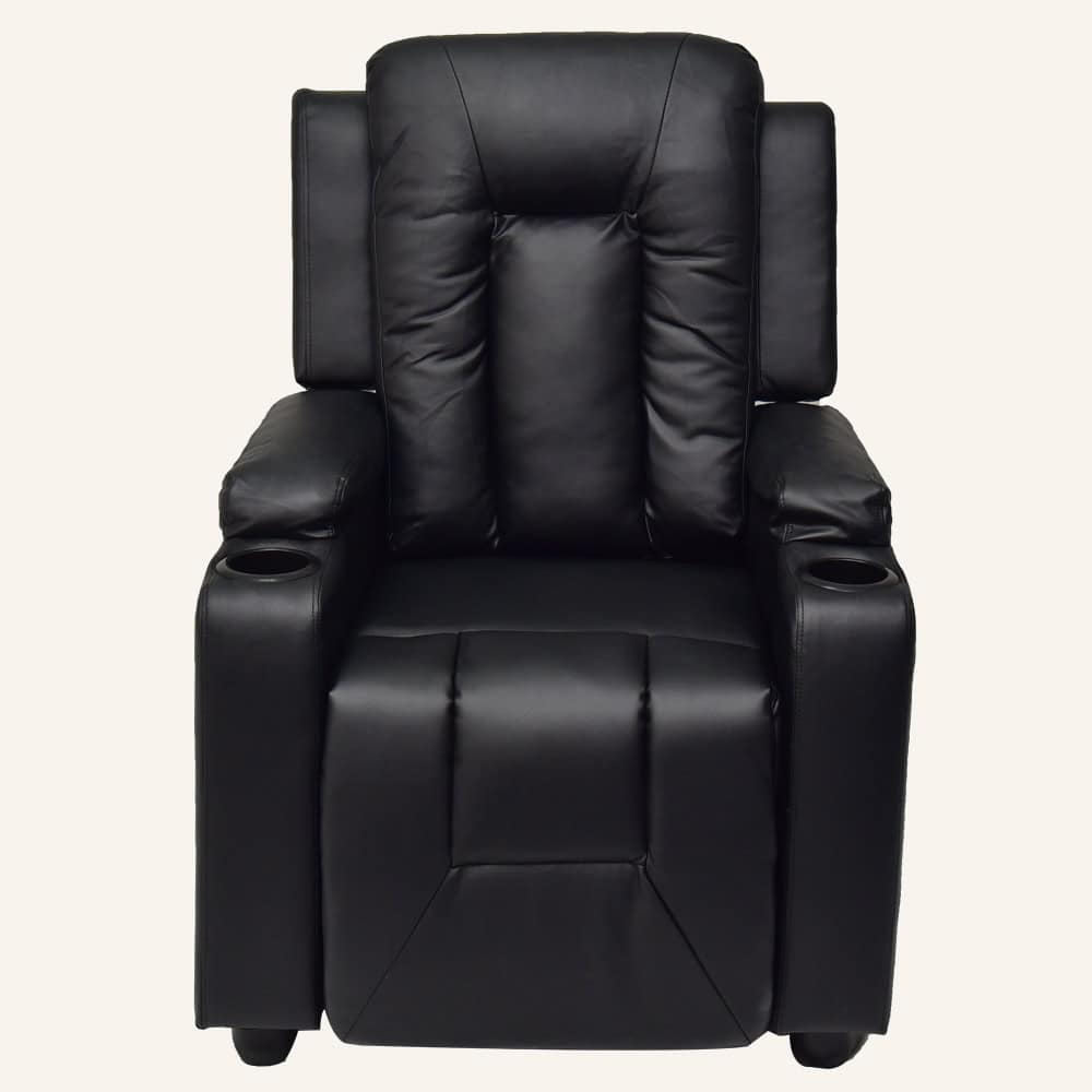 Adjustable Recliner Sofa Theater Lounge Chair with Cup Holders PU Leather -Black - Image 3