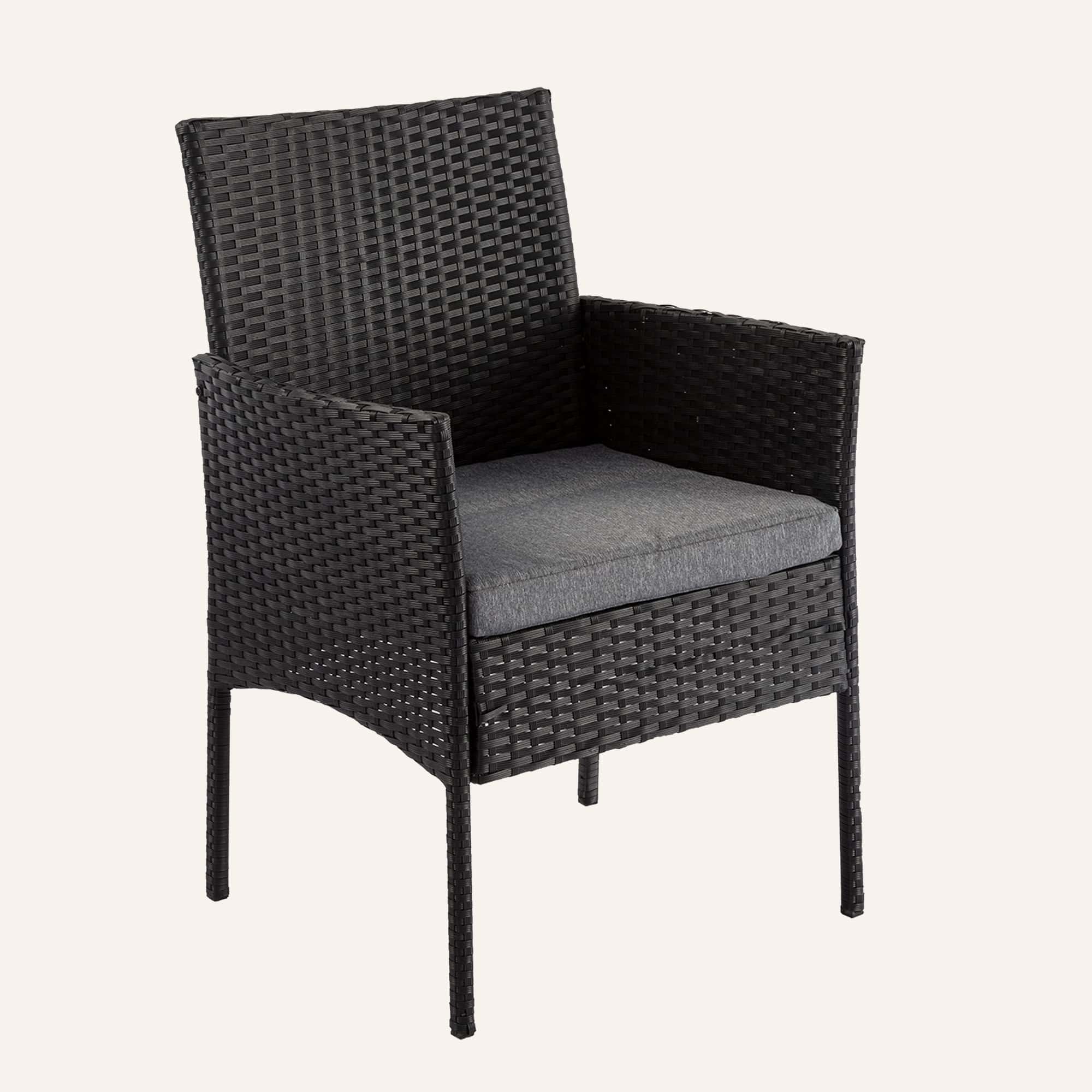 3PC Outdoor Table and Chairs Set-Black - Image 4