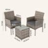 2 Seater PE Rattan Outdoor Furniture Chat Set- Mixed Grey - Thumbnail Image 5