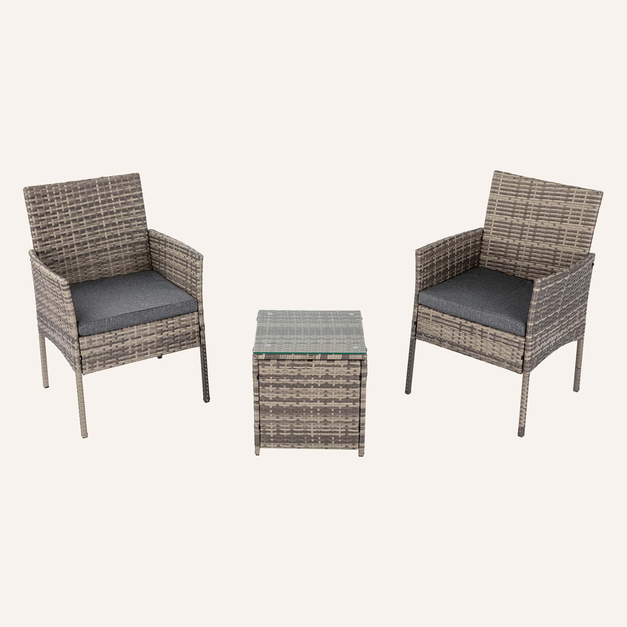 2 Seater PE Rattan Outdoor Furniture Chat Set- Mixed Grey - Image 3