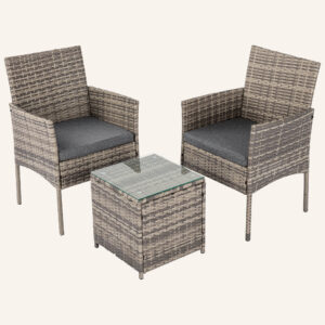 2 Seater PE Rattan Outdoor Furniture Chat Set- Mixed Grey