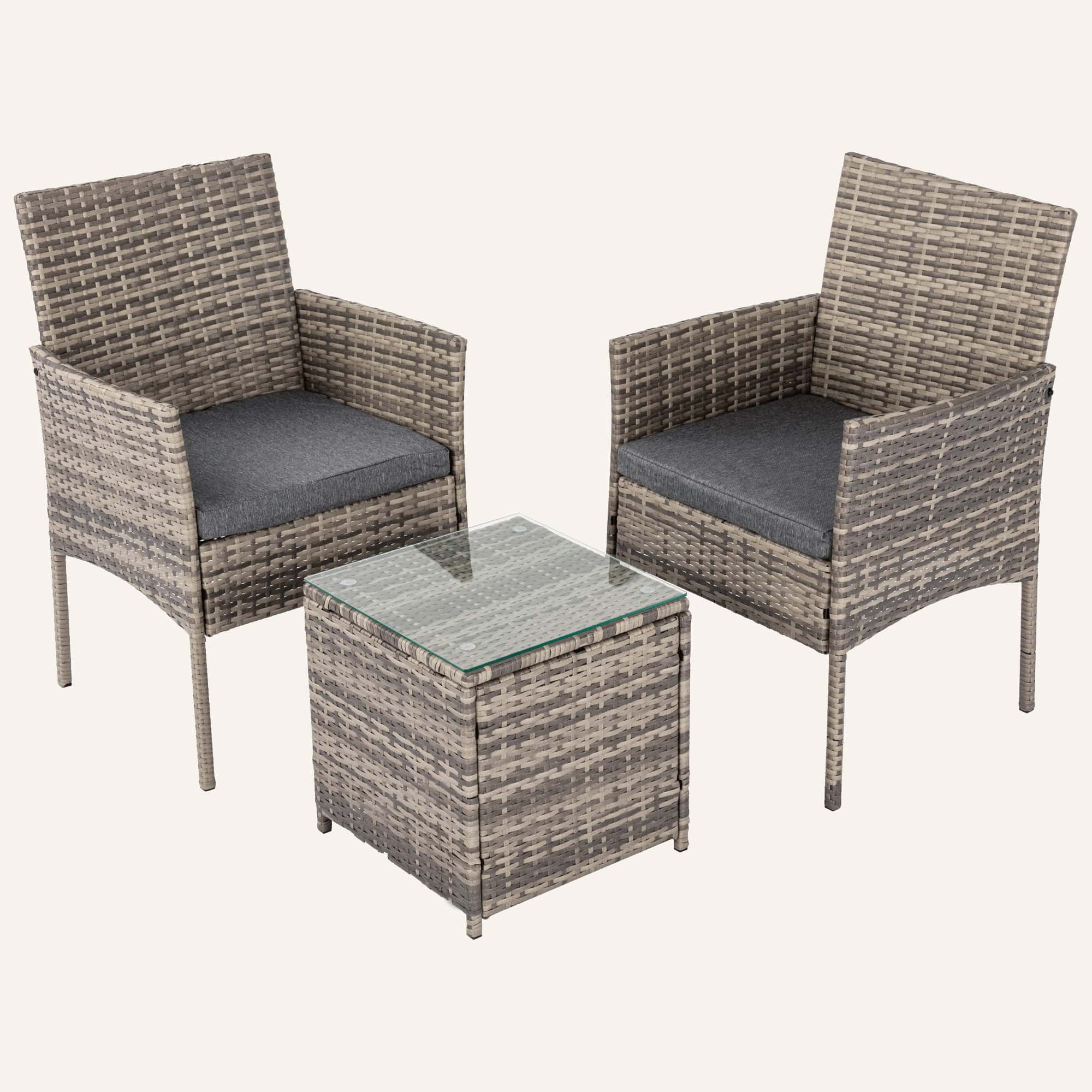 2 Seater PE Rattan Outdoor Furniture Chat Set- Mixed Grey - Image 2