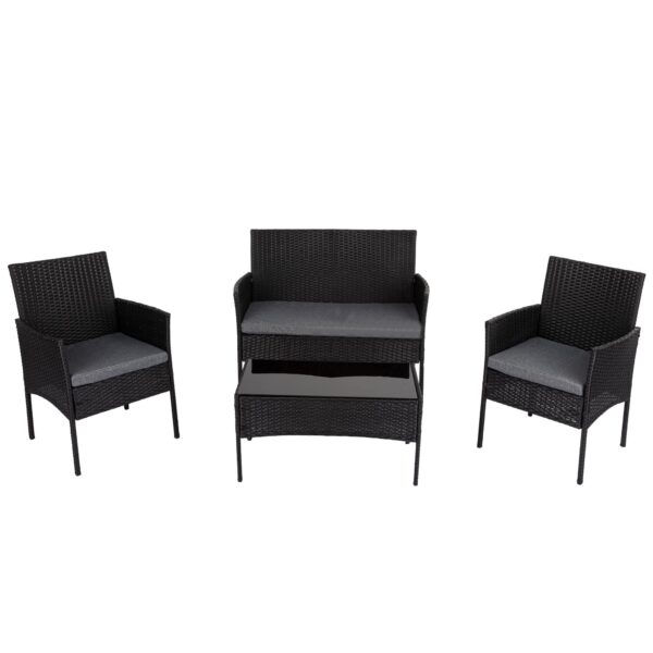4 Seater Wicker Outdoor Lounge Set-Black
