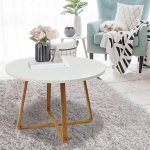 Round Coffee Side Table with Natural Colour Base