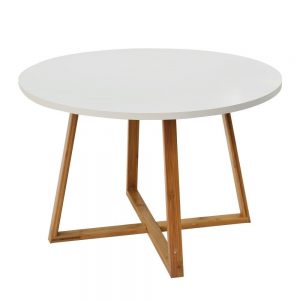 Round Coffee Side Table with Natural Colour Base
