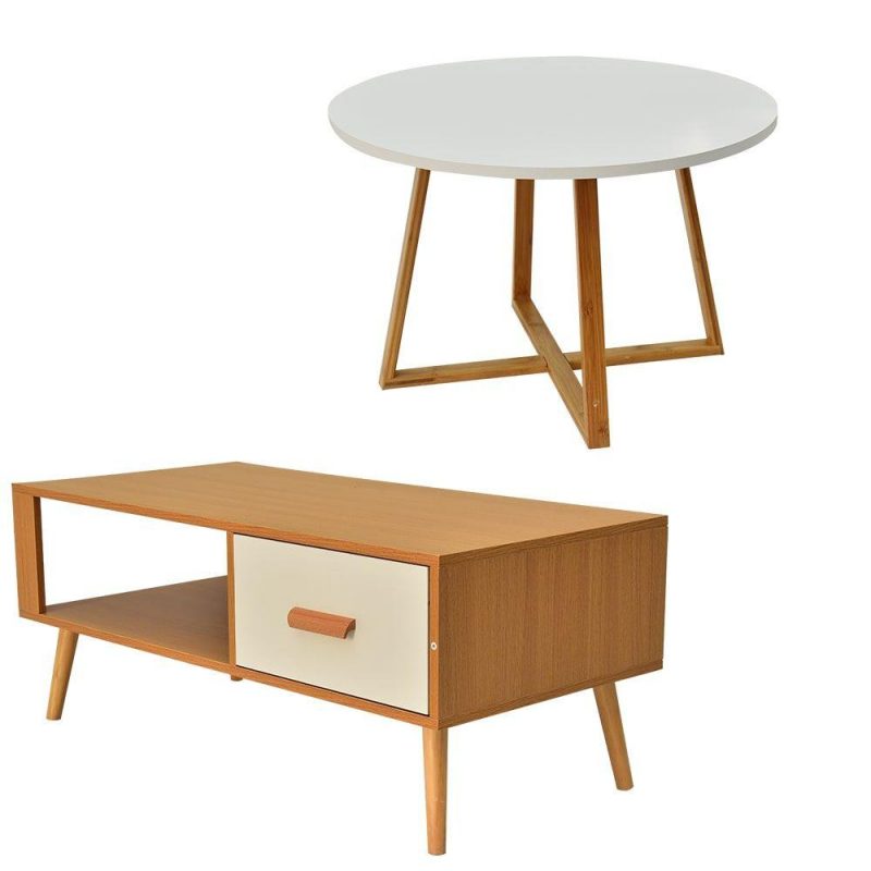 Entertainment Unit TV Unit + Round Coffee Side Table Dreamo Living