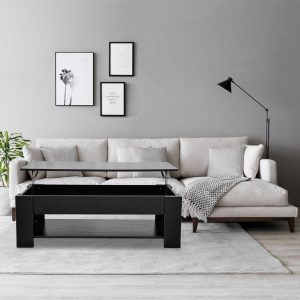 Lift Up Coffee Table with Storage - Black