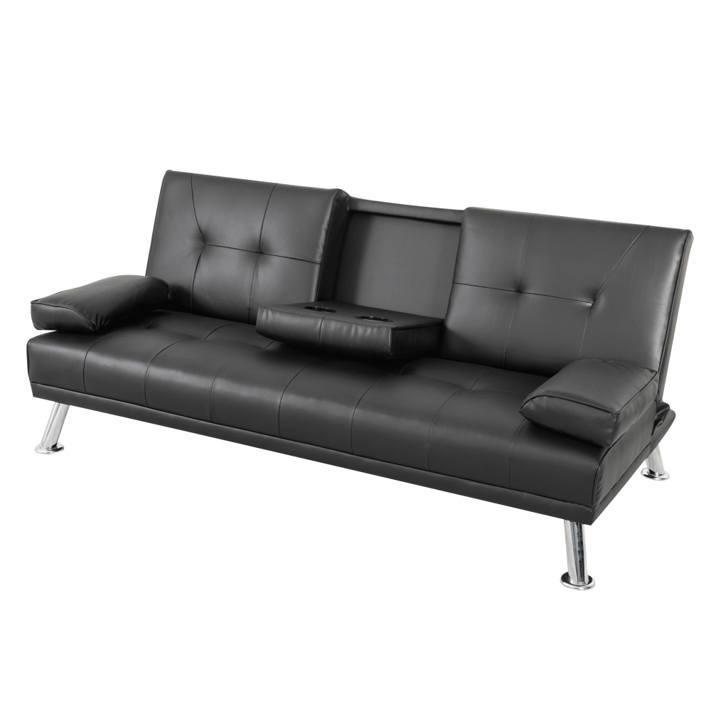 3 Seater Sofa Bed Lounge Recliner Couch with Cup Holder Pu Leather