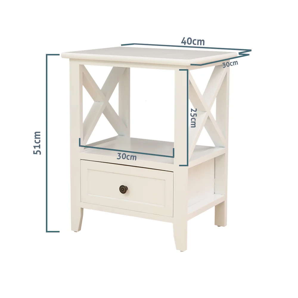 2-tier Bedside Table with Storage Drawer 2 PC Rustic White - Image 12