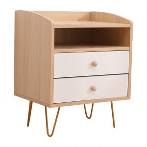 Ceron 2- Drawer Nightstand with Metal Legs Tray Top