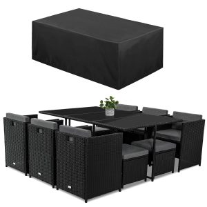 Furniture Cover for Bali 11 Seater Dining Set Rectangular Black