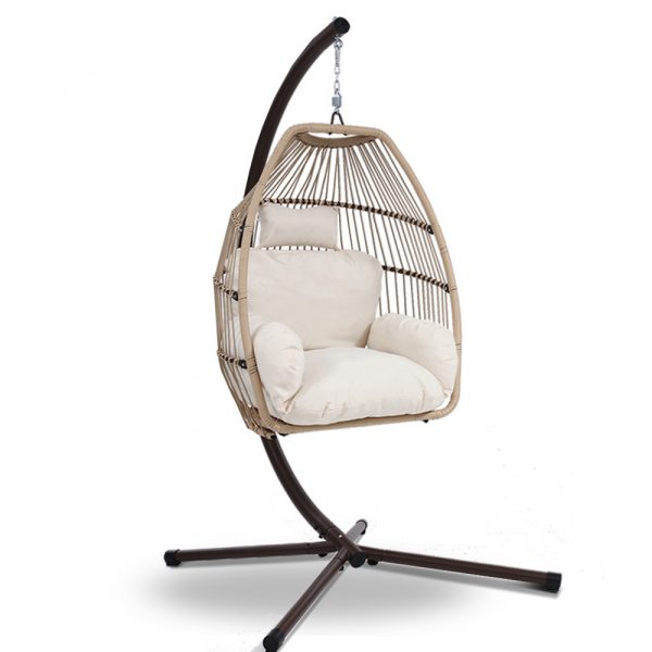 Isabella Hanging Egg in Coffee and Cream - Stylish Suspended Swing Chair - Indoor or Outdoor Use