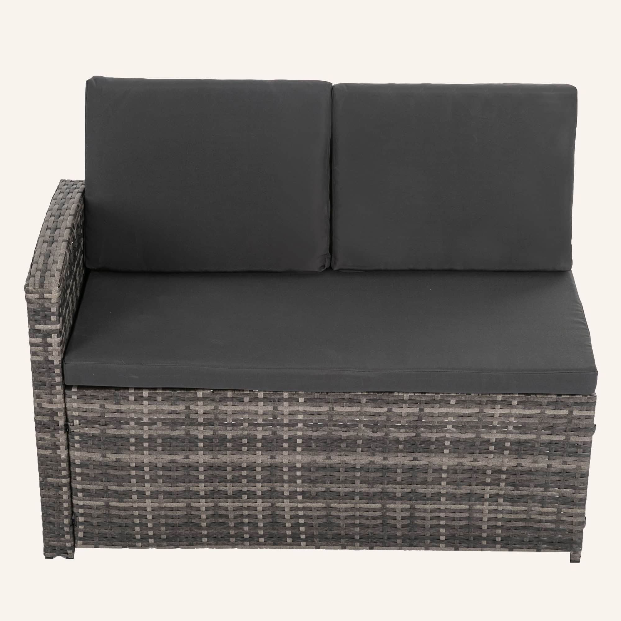 Ella 8-Seater Modular Outdoor Garden Lounge and Dining Set with Table and Stools in Dark Grey Weave - Image 4